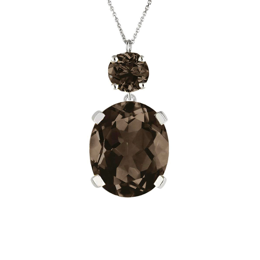 Sterling Silver or White Gold Smoky Quartz Drop Necklace - Augustine Jewels