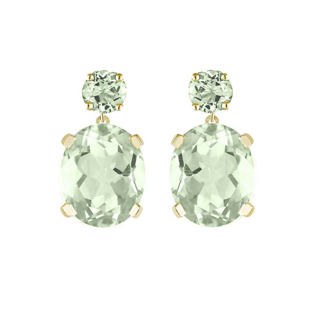 Yellow Gold Green Amethyst Drop Earrings - Augustine Jewels