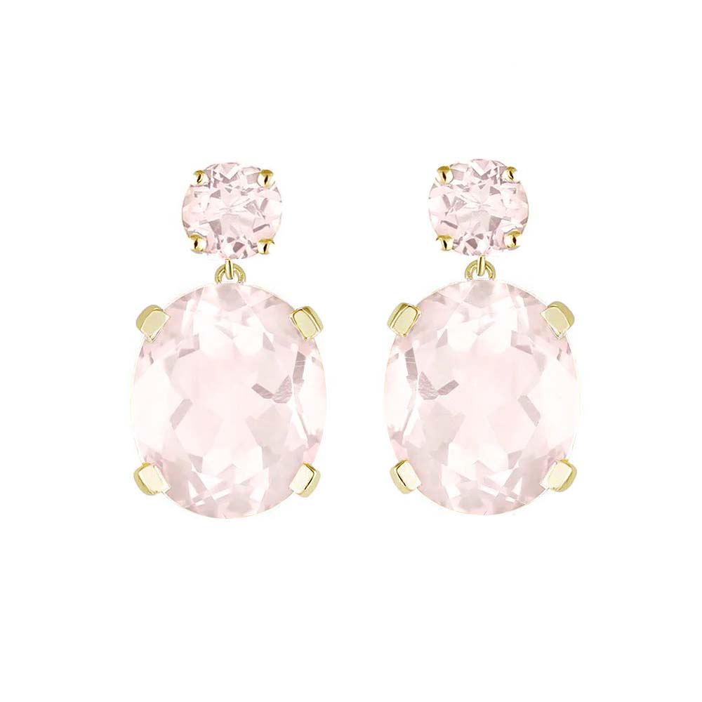 Yellow Gold Rose Quartz Drop Earrings - Augustine Jewels