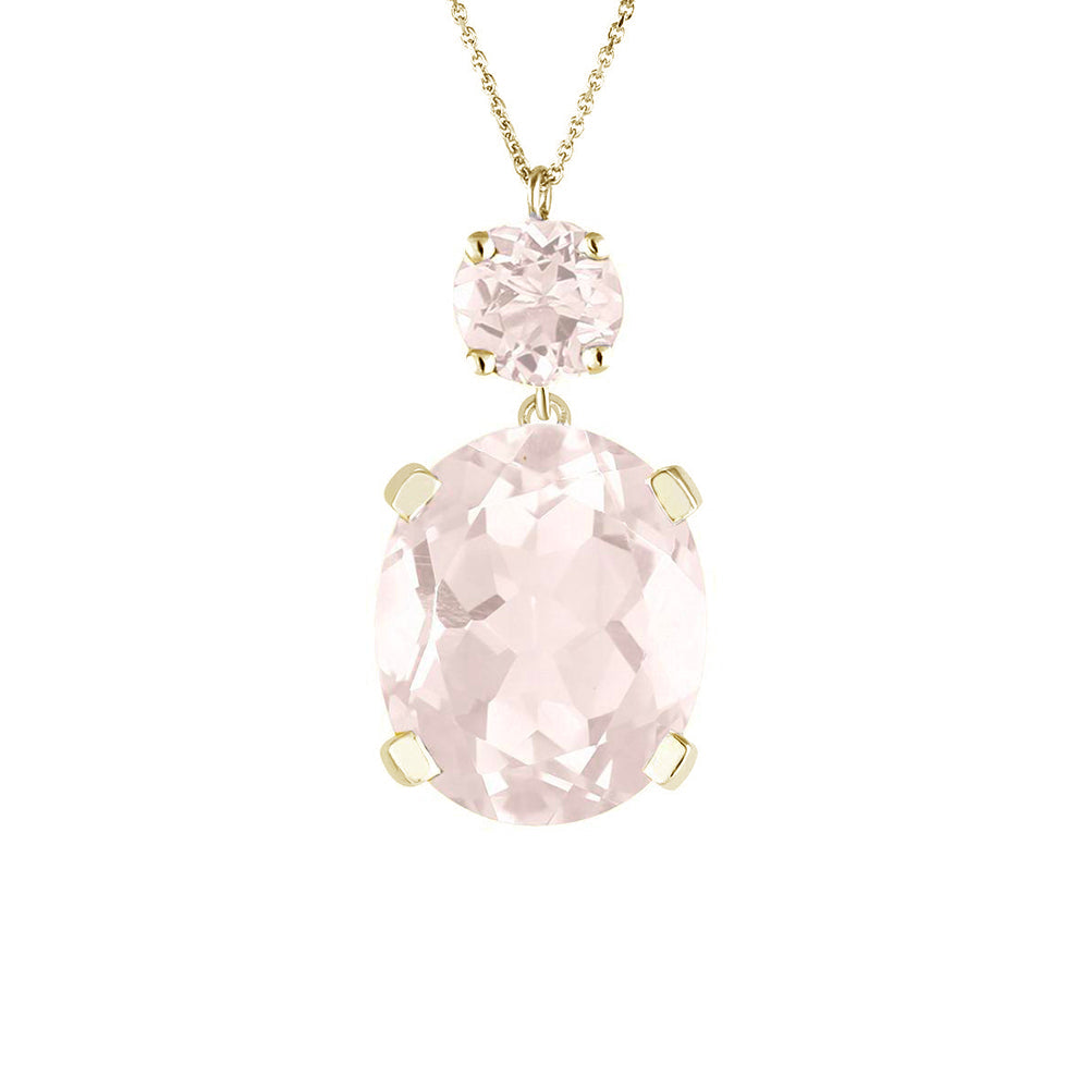 Yellow Gold Rose Quartz Drop Necklace - Augustine Jewels