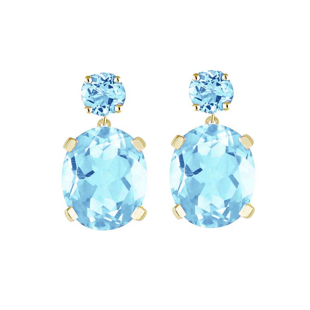 Yellow Gold Sky Blue Topaz Drop Earrings - Augustine Jewels