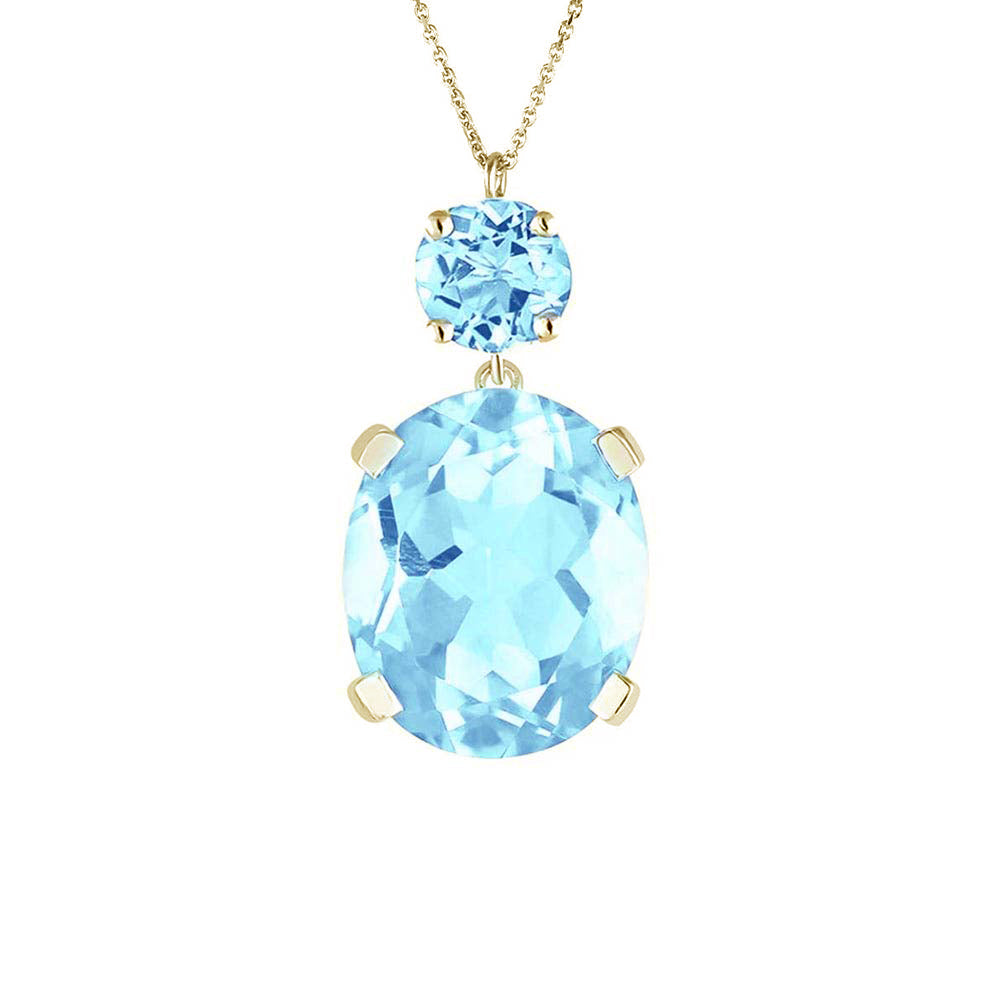 Yellow Gold Sky Blue Topaz Drop Necklace - Augustine Jewels