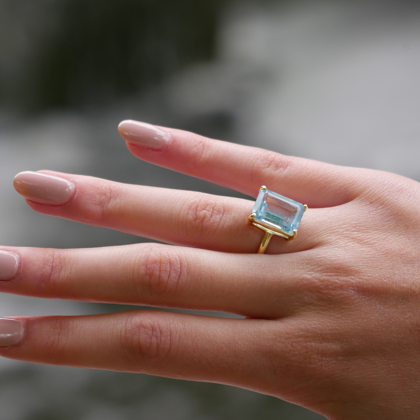 Yellow Gold Sky Blue Topaz Ring - Augustine Jewels