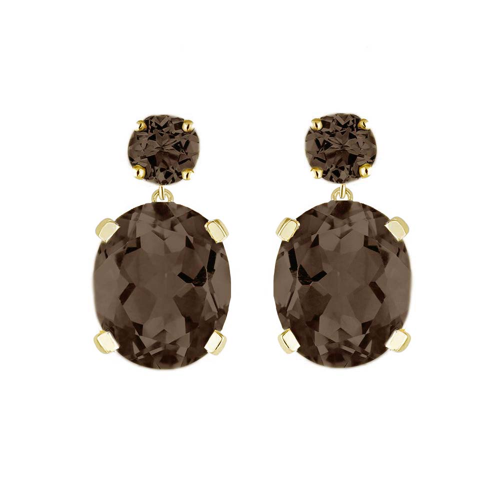 Yellow Gold Smoky Quartz Drop Earrings - Augustine Jewels
