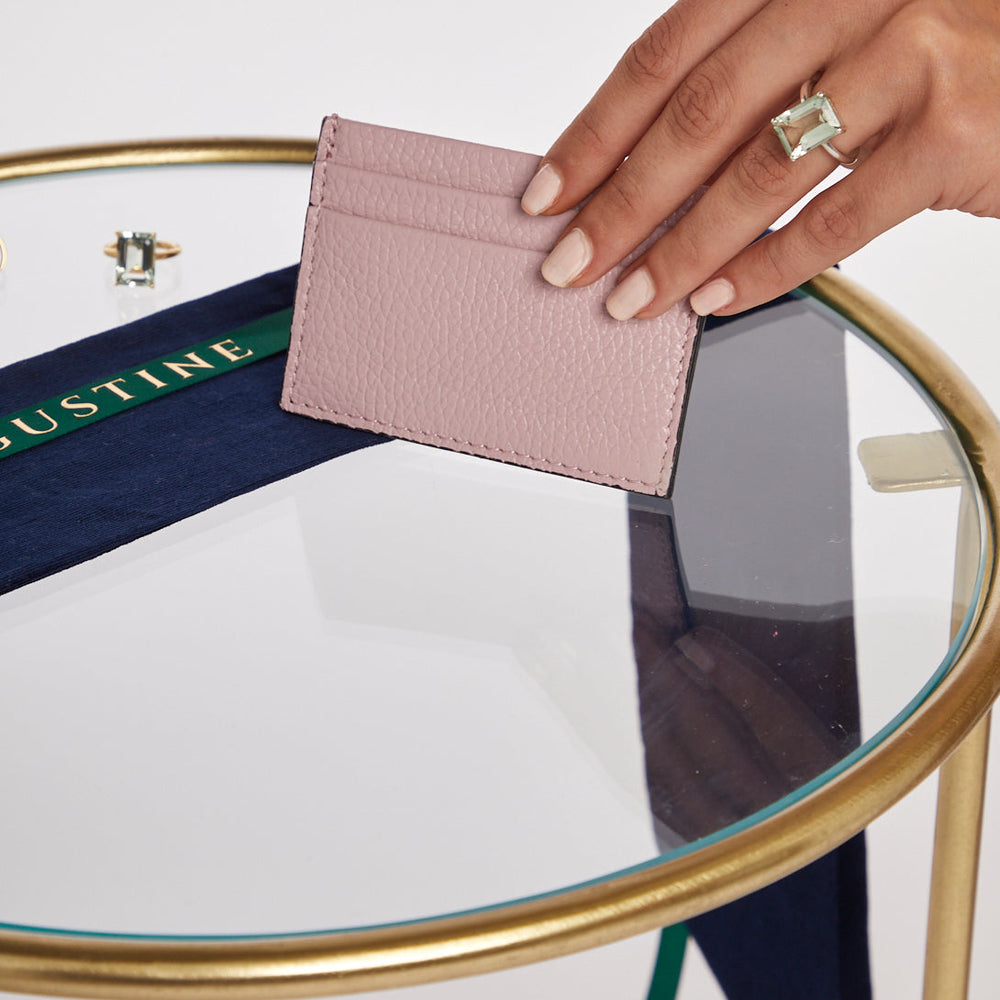 Model holding Pink Credit Card Holder