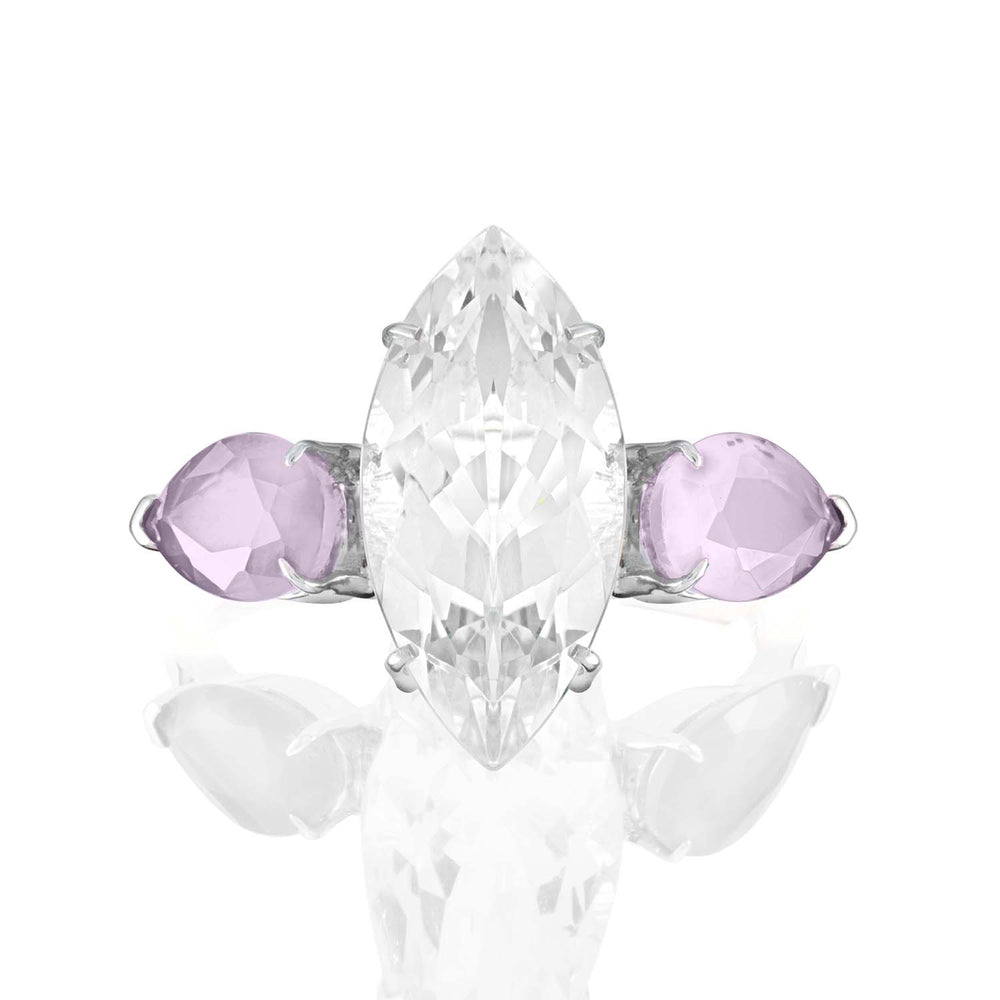white topaz and purple amethyst ring