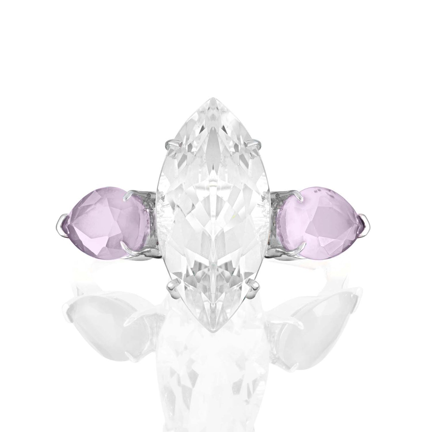 white topaz and purple amethyst ring