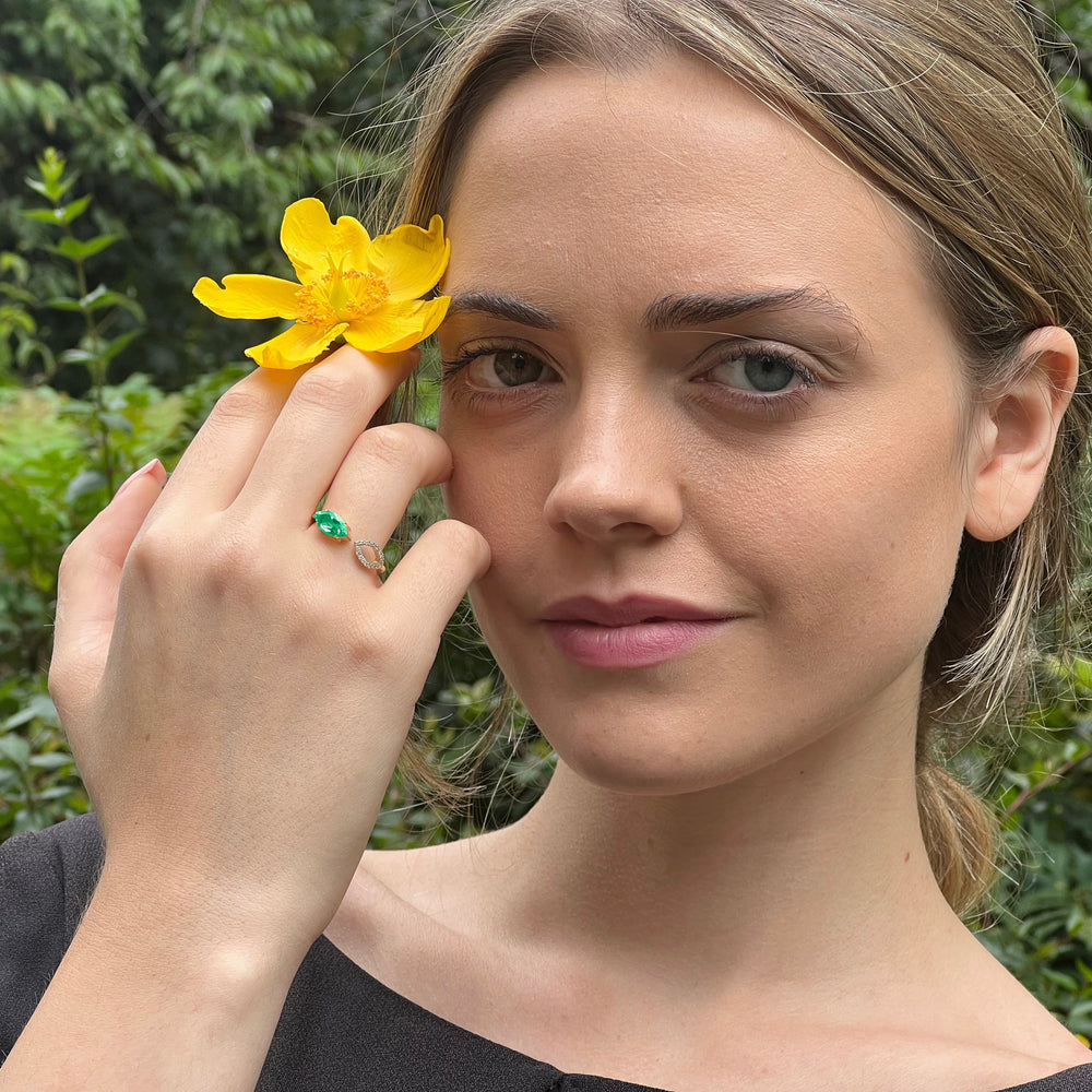 Marquise cut agate and diamond ring | Augustine Jewels | English Gardens Collection | Gemstone