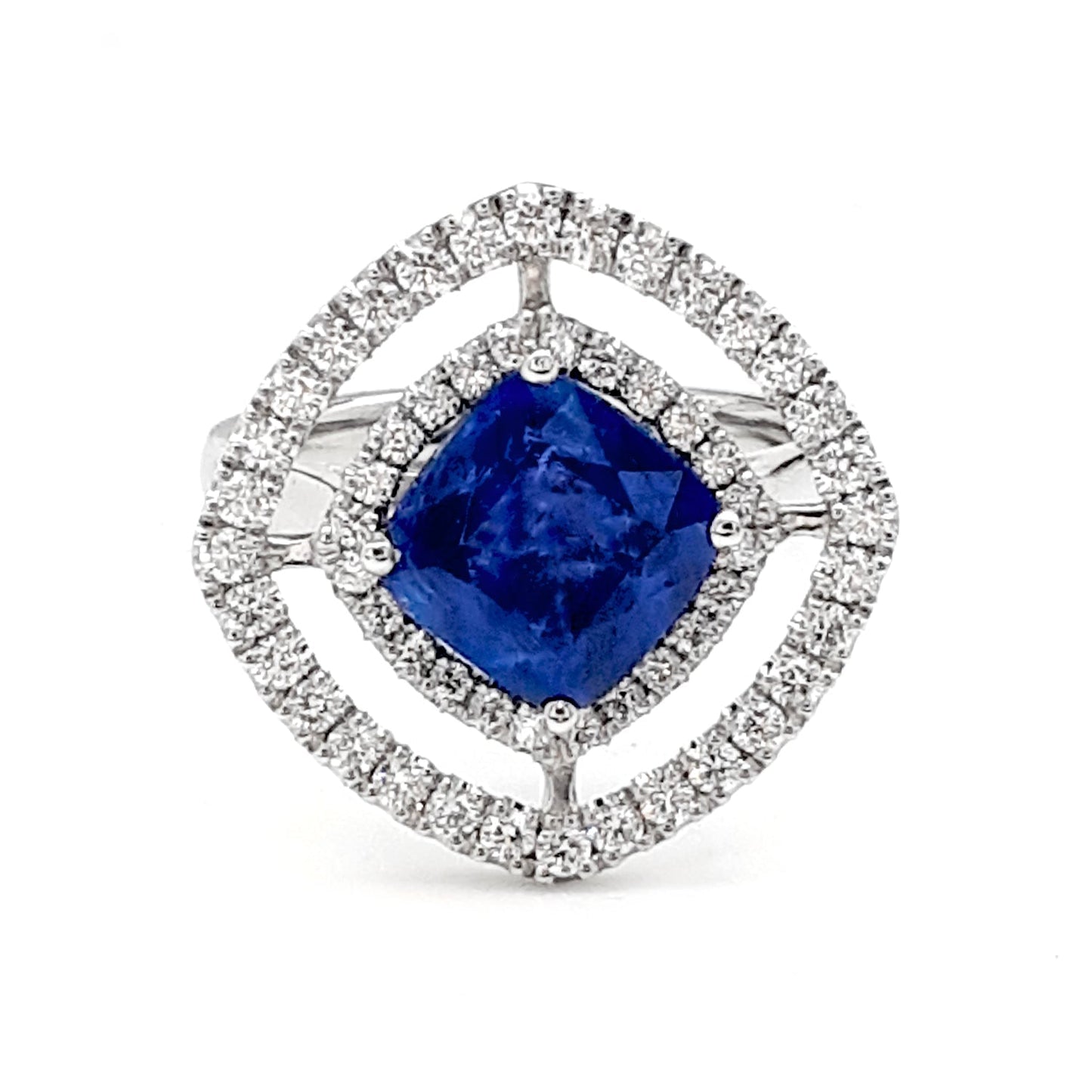 Kyanite Diamond Halo Ring
