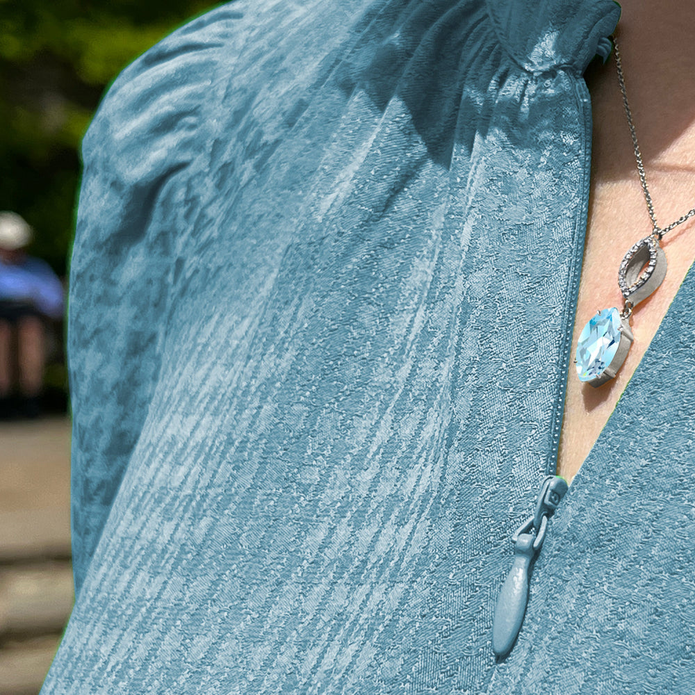 Model wearing Blue Topaz & Diamond Necklace