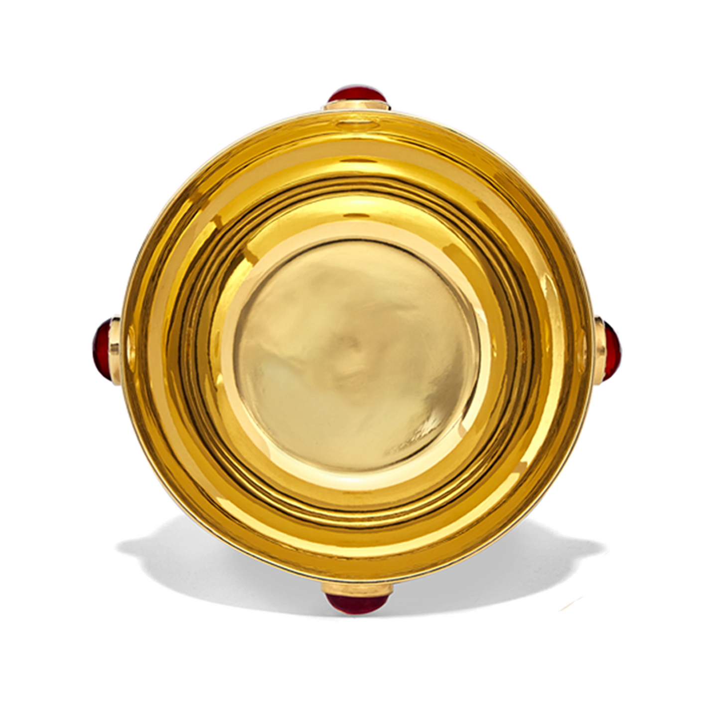 Large Gold Plated Garnet Bowl Overhead View