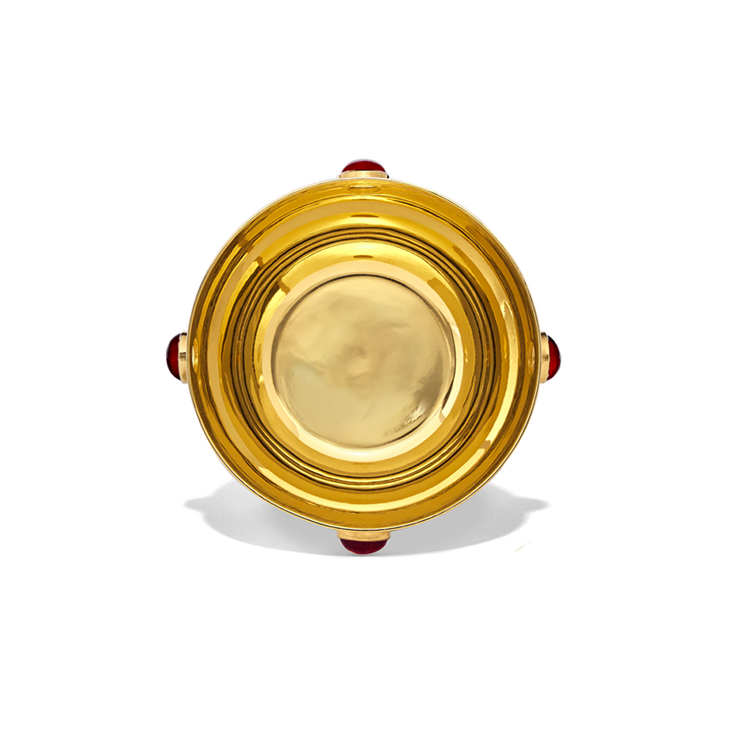 Overhead view of Small Gold Plated & Garnet Bowl