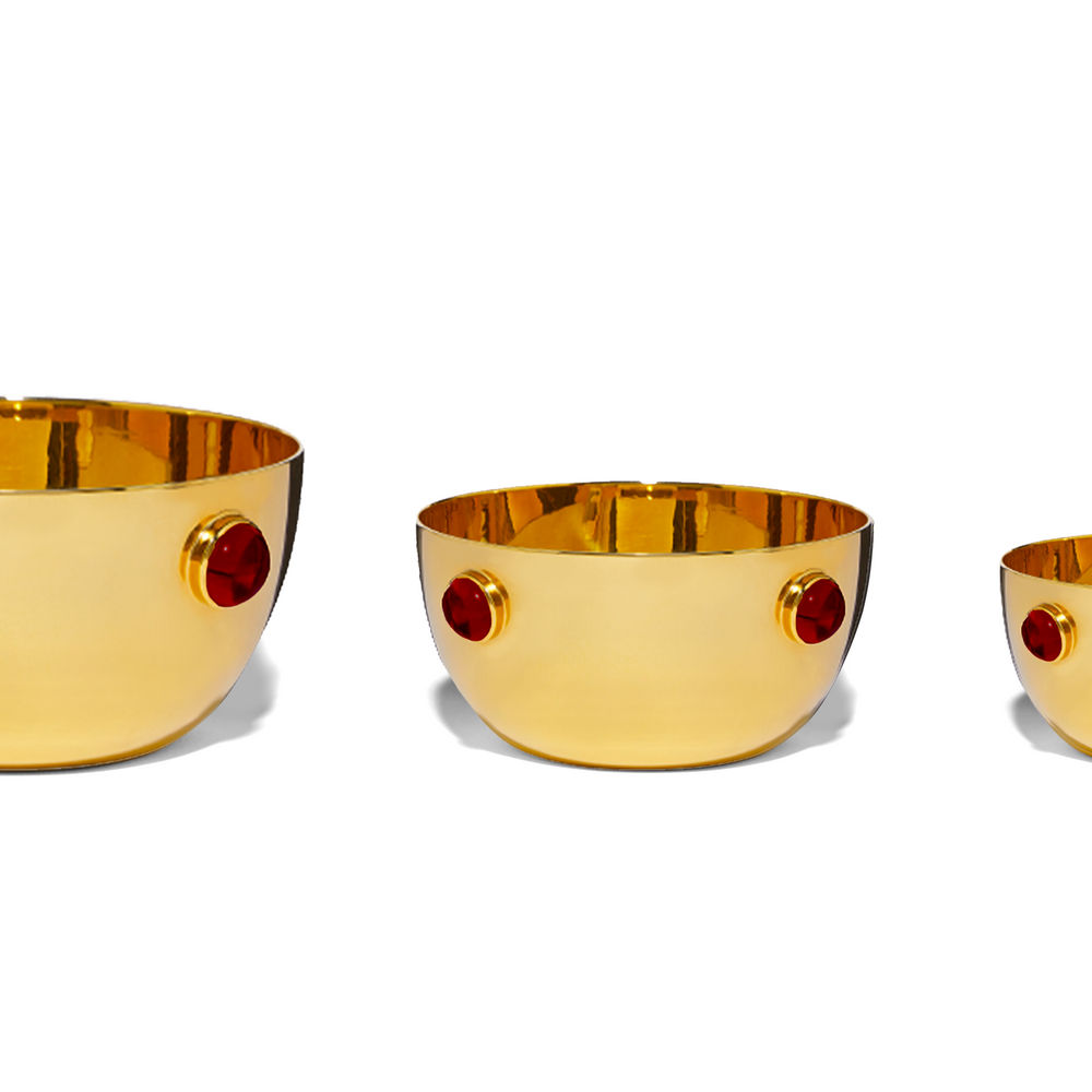 
                  
                    Front view of Small Gold Plated & Garnet Bowl
                  
                