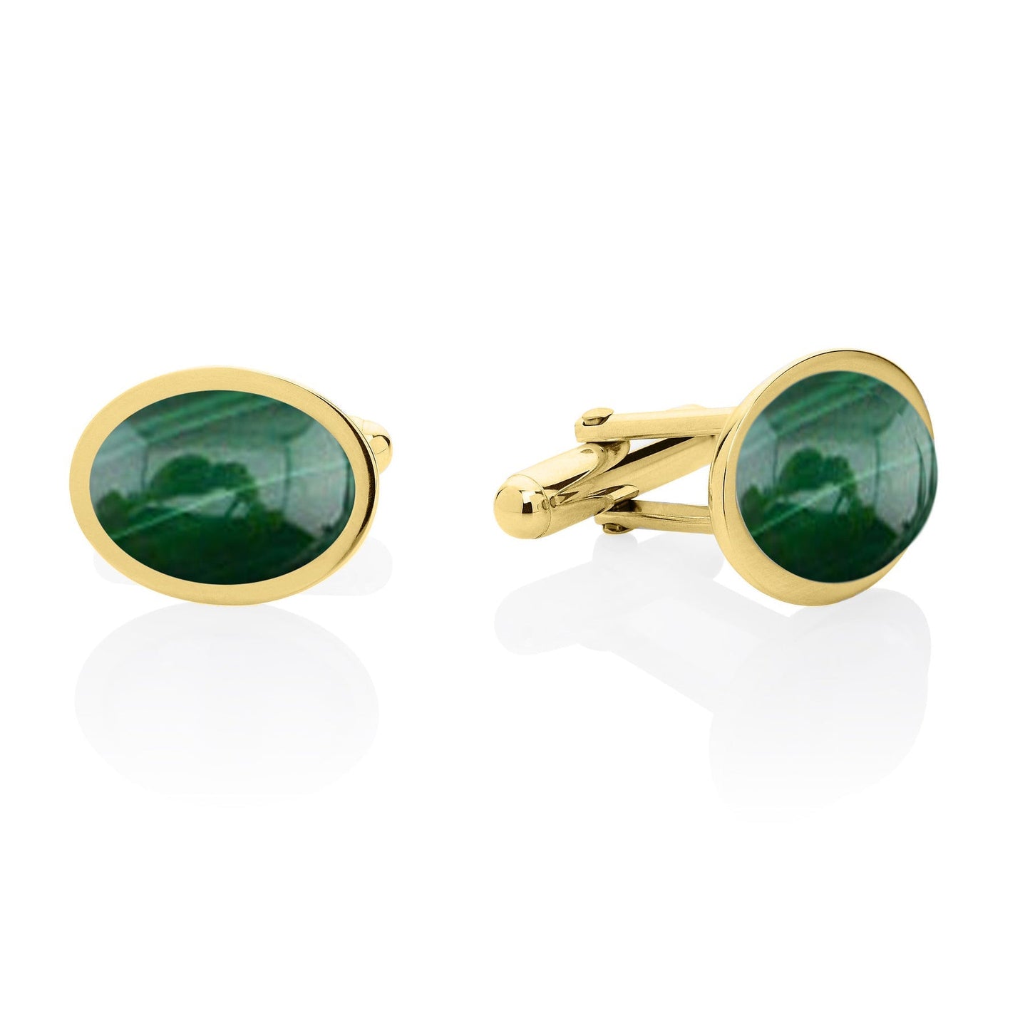 Malachite Yellow Gold Plated Cufflinks