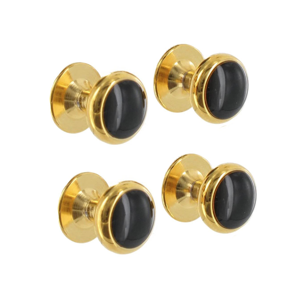 Hematite Shirt Studs in Gold