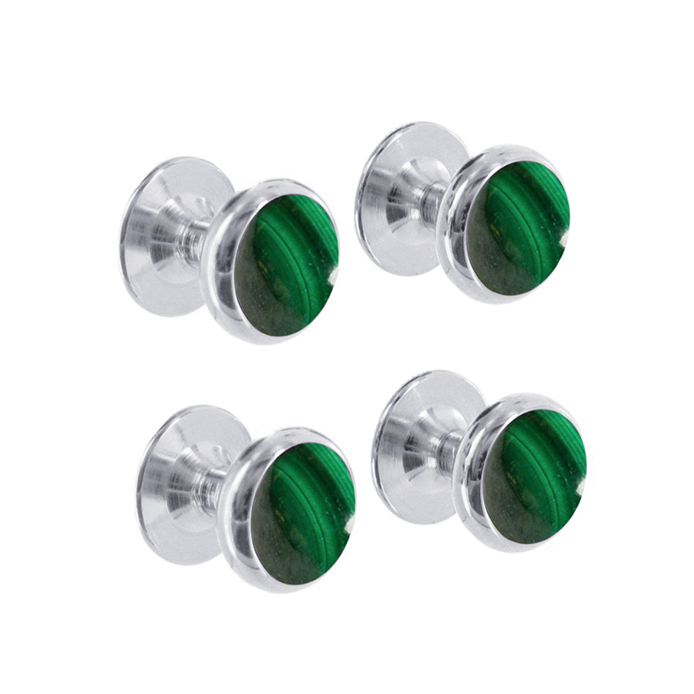 Malachite Silver Shirt Studs