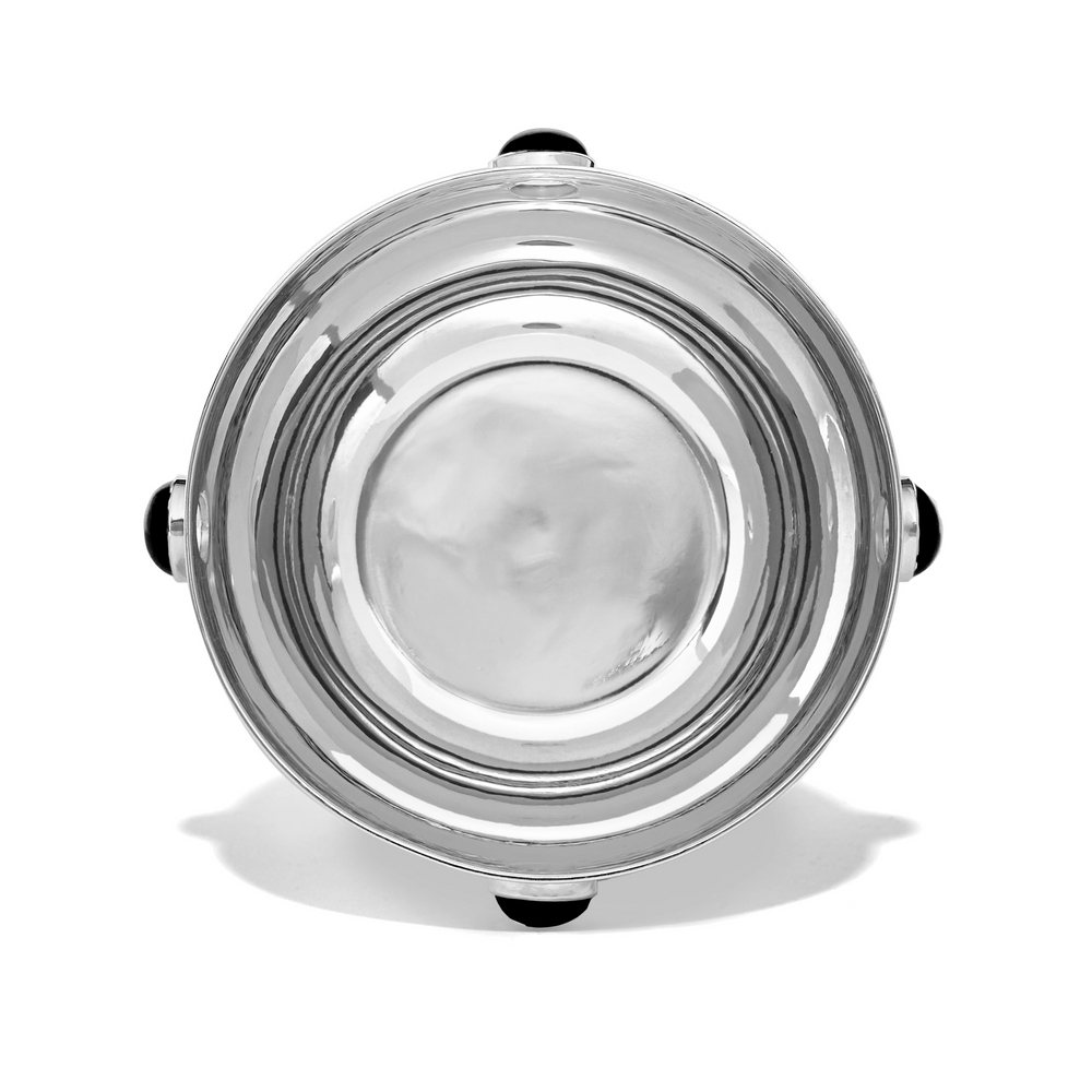 Large Sterling Silver & Onyx Bowl Overhead View
