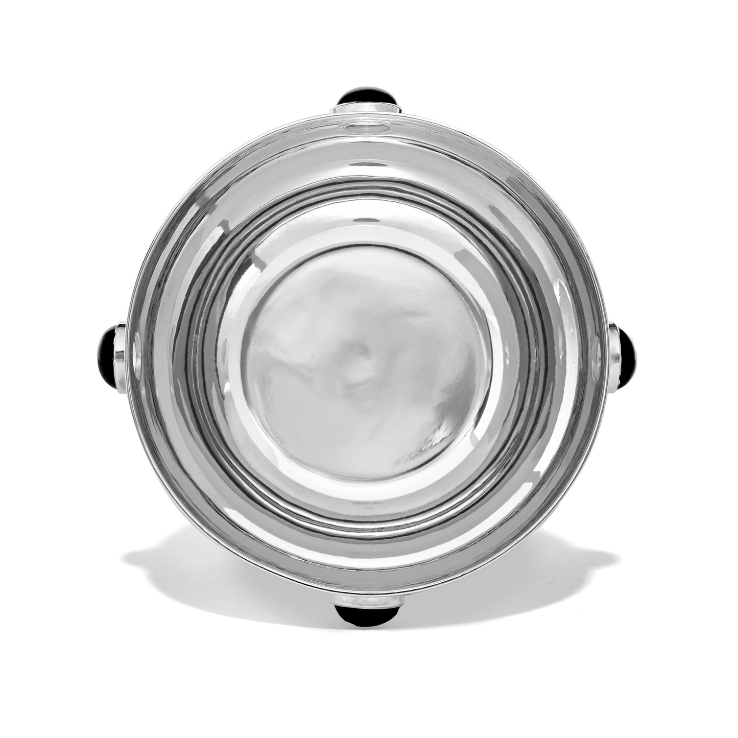 Large Sterling Silver & Onyx Bowl Overhead View
