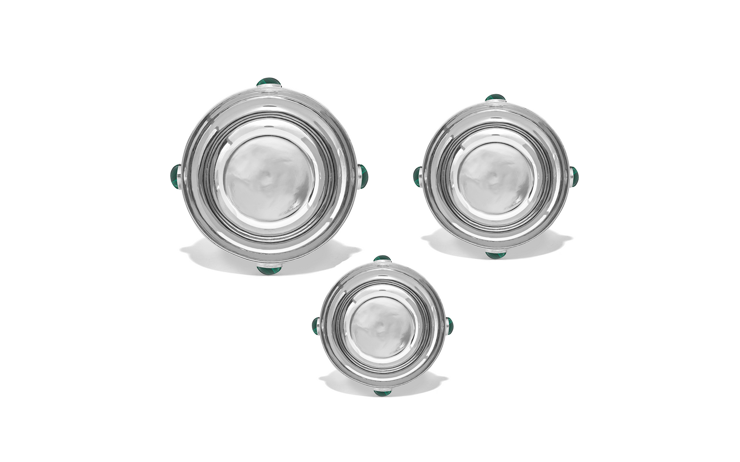 Top View of Silver & Malachite Bowl Set