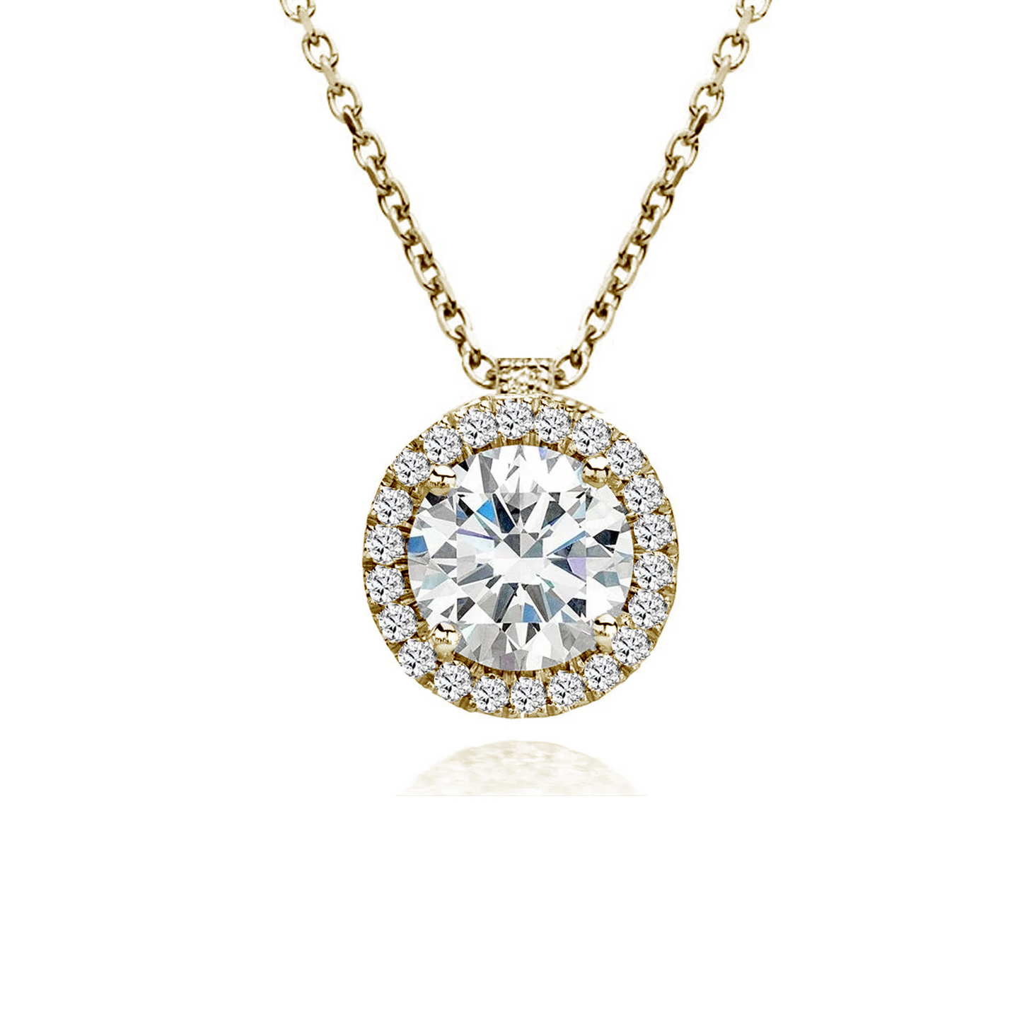 18 ct Yellow Gold Diamond Halo Necklace